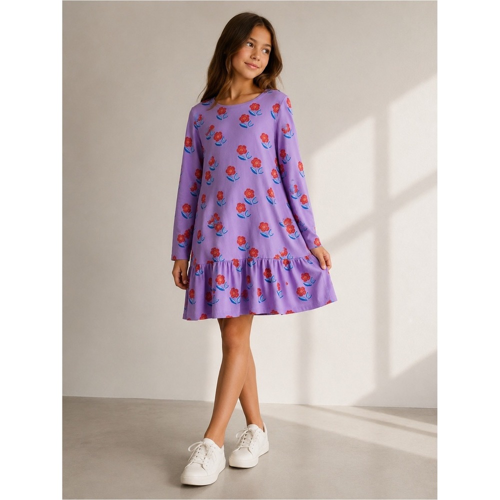Tea Collection Dress Cotton Floral Drop Waist 12 Girls Casual